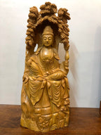 Sandalwood Resting Buddha Under Tree Statue