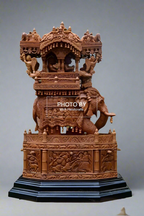 Sandalwood Fine Carved Royal Elephant Ambabari with Opening Base