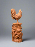 Sandalwood Lucky Chinese Chicken Statue.