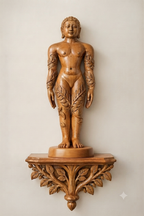 Wooden Gomateshwara Bahubali statue