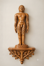 Wooden Gomateshwara Bahubali statue