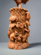 Sandalwood Lucky Chinese Chicken Statue.