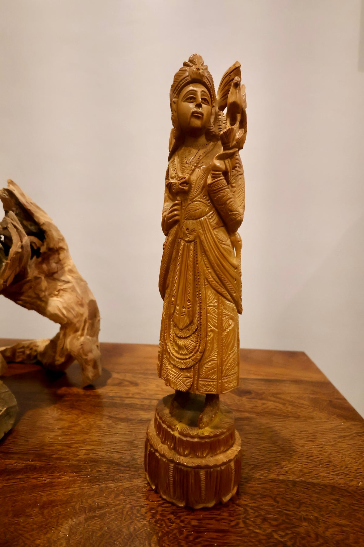 Vintage Sandalwood Carving Mughal King Statue