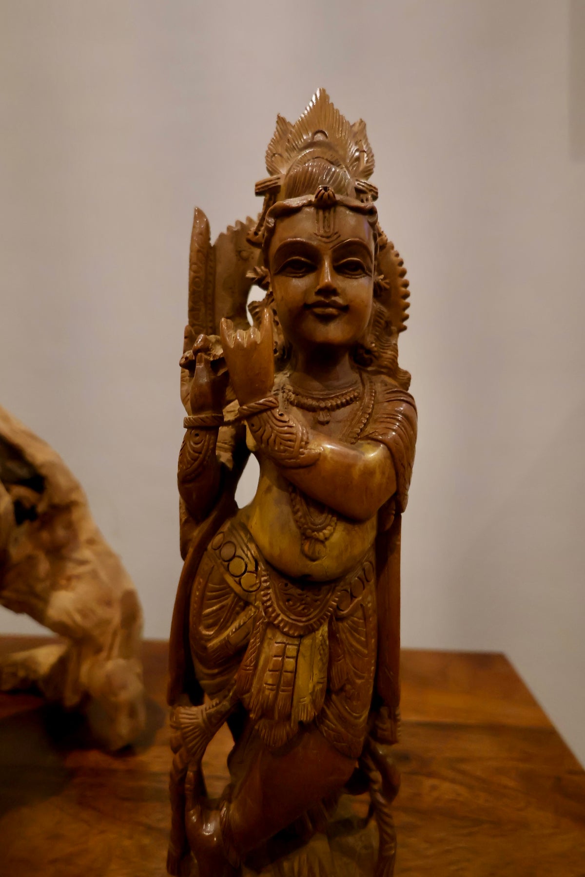 Vintage Sandalwood Dancing Baby Krishna