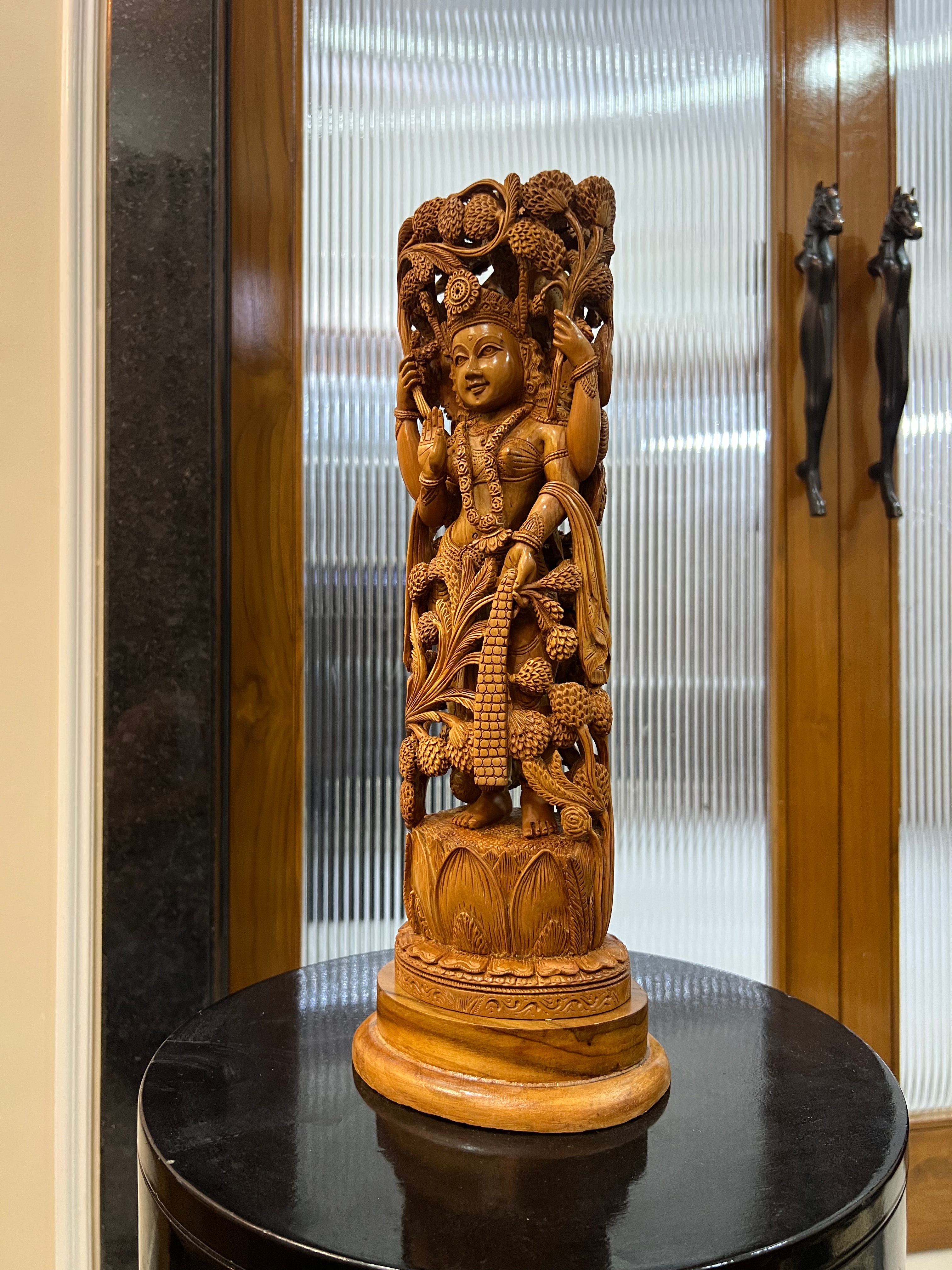 Sandalwood Standing Lakshmi Statue (15" inches)