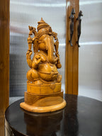 Sandalwood Old Hand Carved Ganesha Sitting (10 inches)