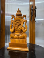 Sandalwood Old Hand Carved Ganesha Sitting (10 inches)