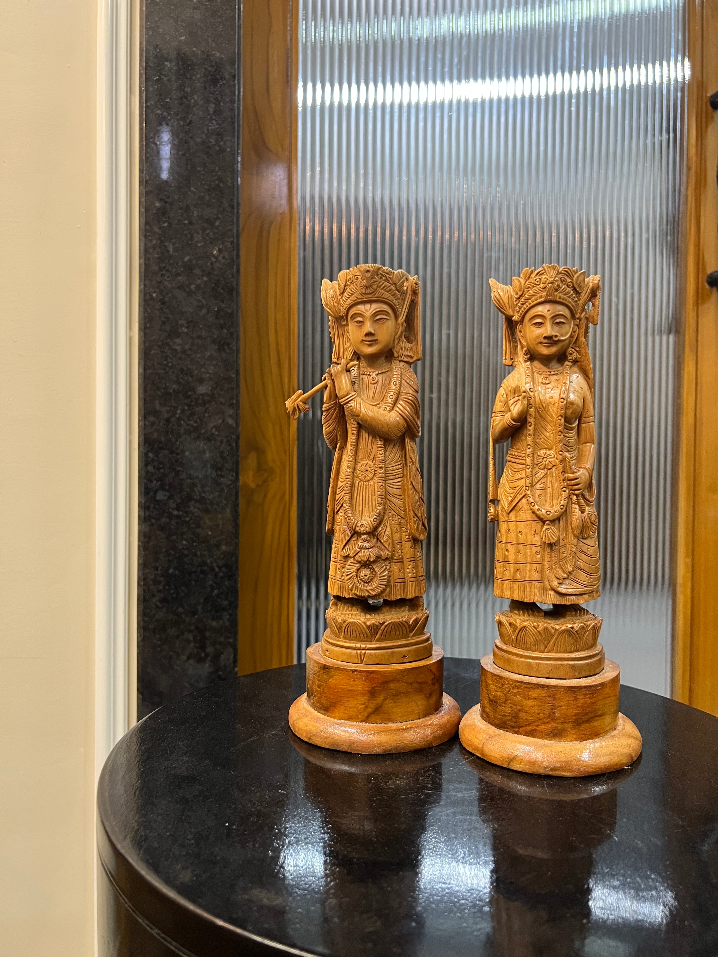 Rare Sandalwood Radha Krishna Pair (8 inches)