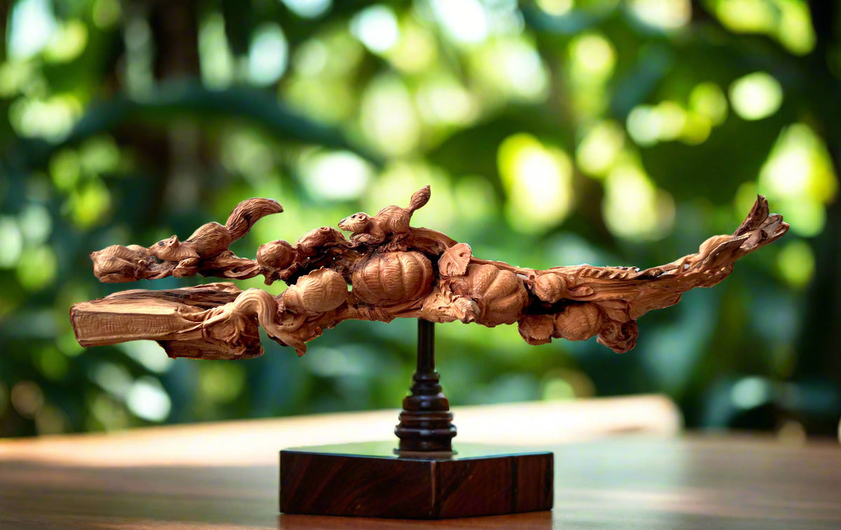 Sandalwood Squirrel Root Carving - Malji Arts