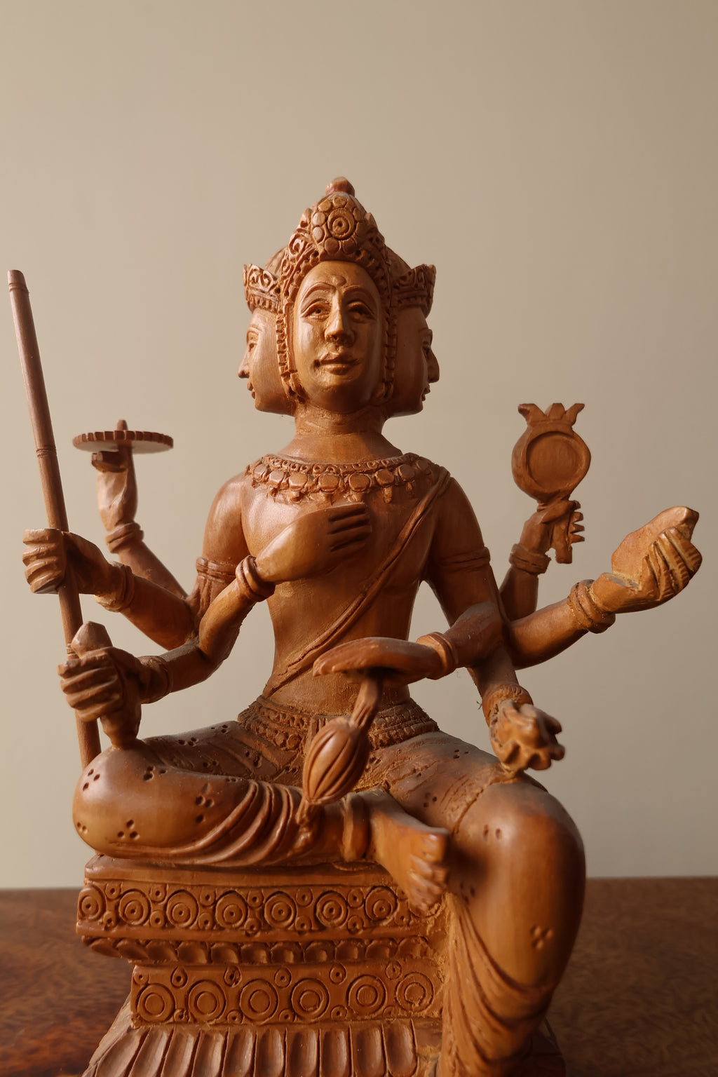 Vintage Sandalwood Bramha Statue