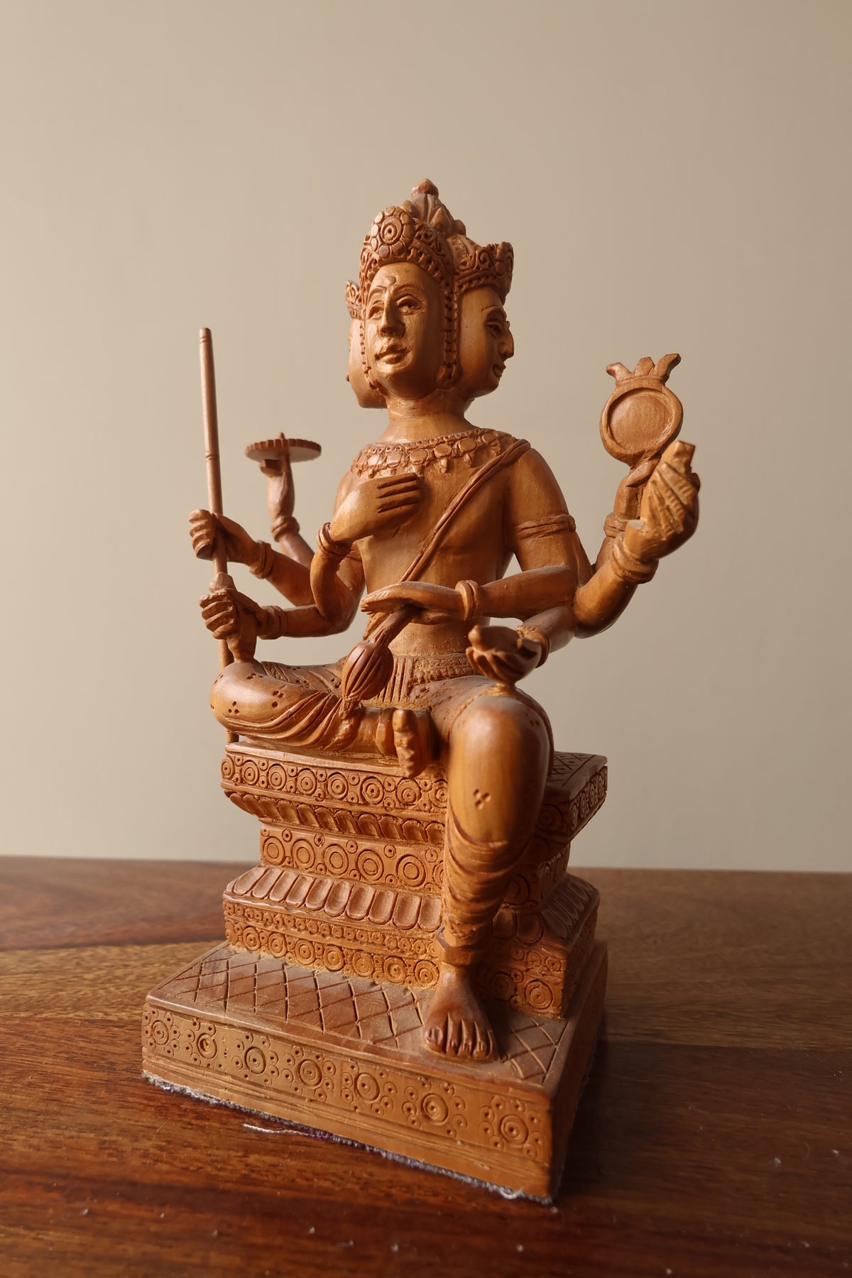 Vintage Sandalwood Bramha Statue