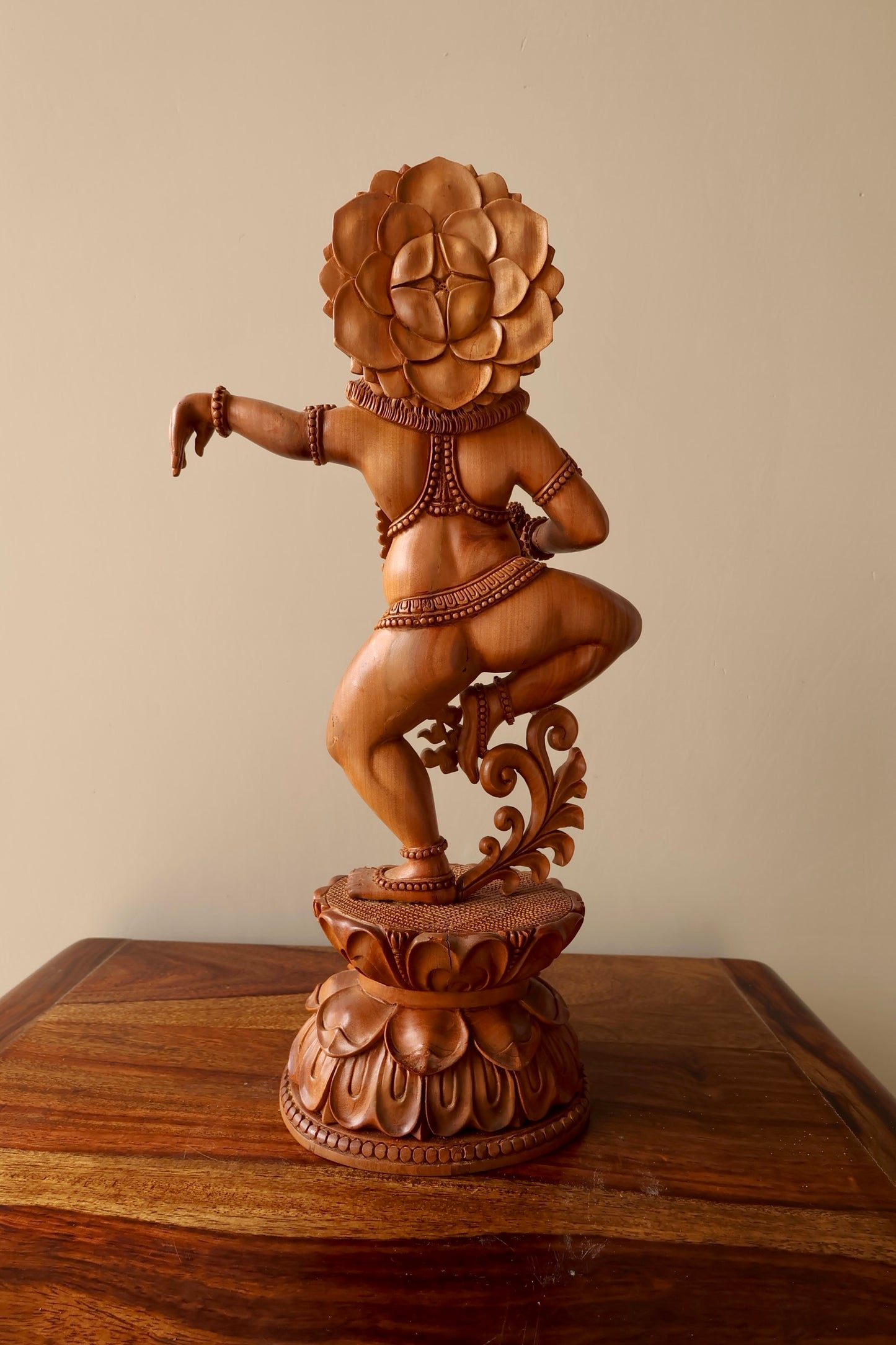 Sandalwood Hand Carved Dancing Krishna - Malji Arts