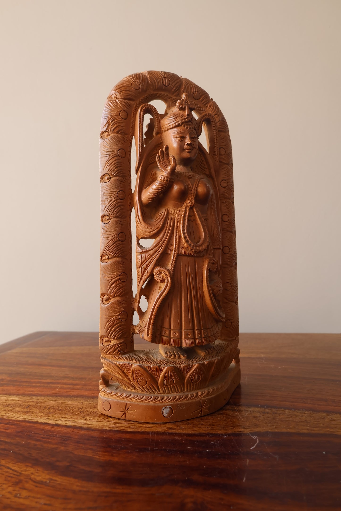 Sandalwood Hand Carved Radha Rani statue - Malji Arts