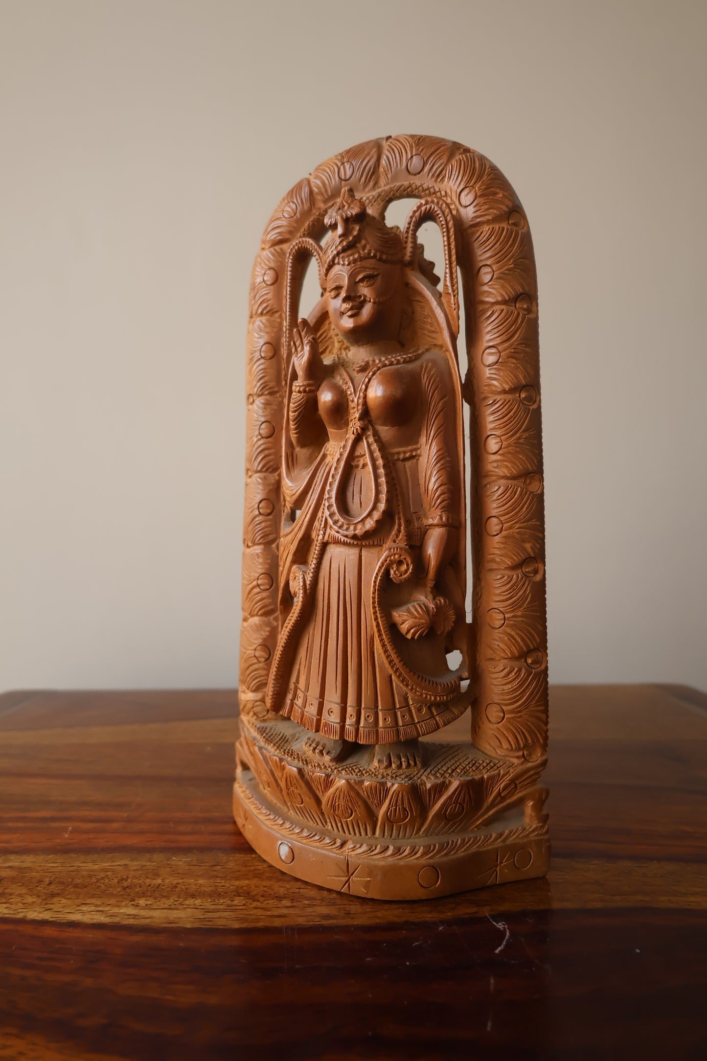 Sandalwood Hand Carved Radha Rani statue - Malji Arts