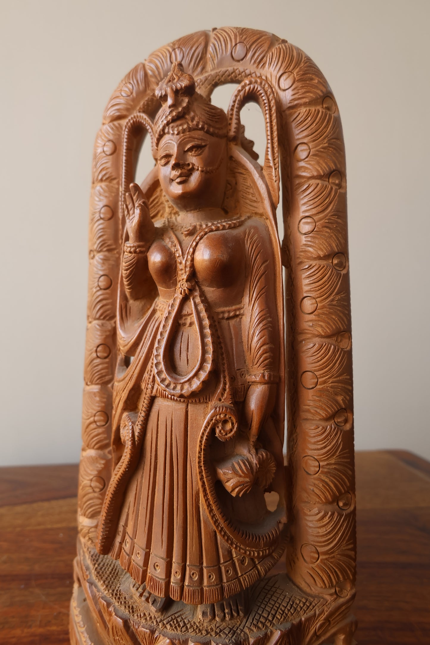 Sandalwood Hand Carved Radha Rani statue - Malji Arts