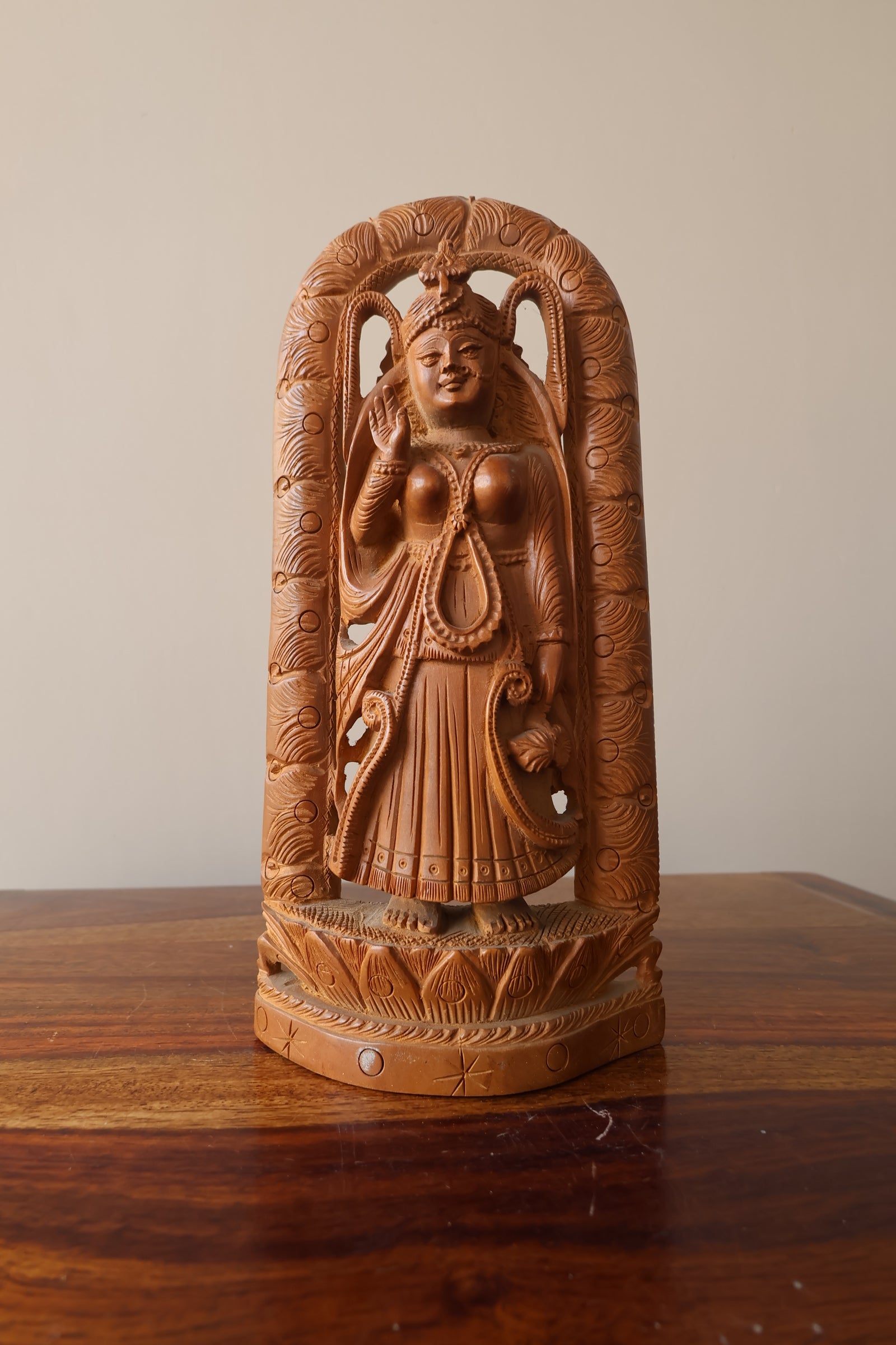 Sandalwood Hand Carved Radha Rani statue - Malji Arts