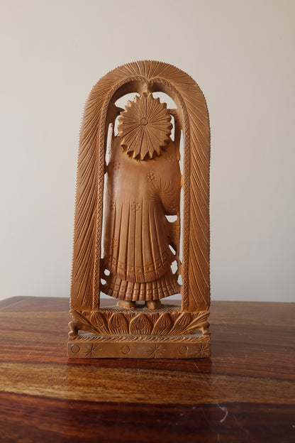 Sandalwood Hand Carved Radha Rani statue - Malji Arts