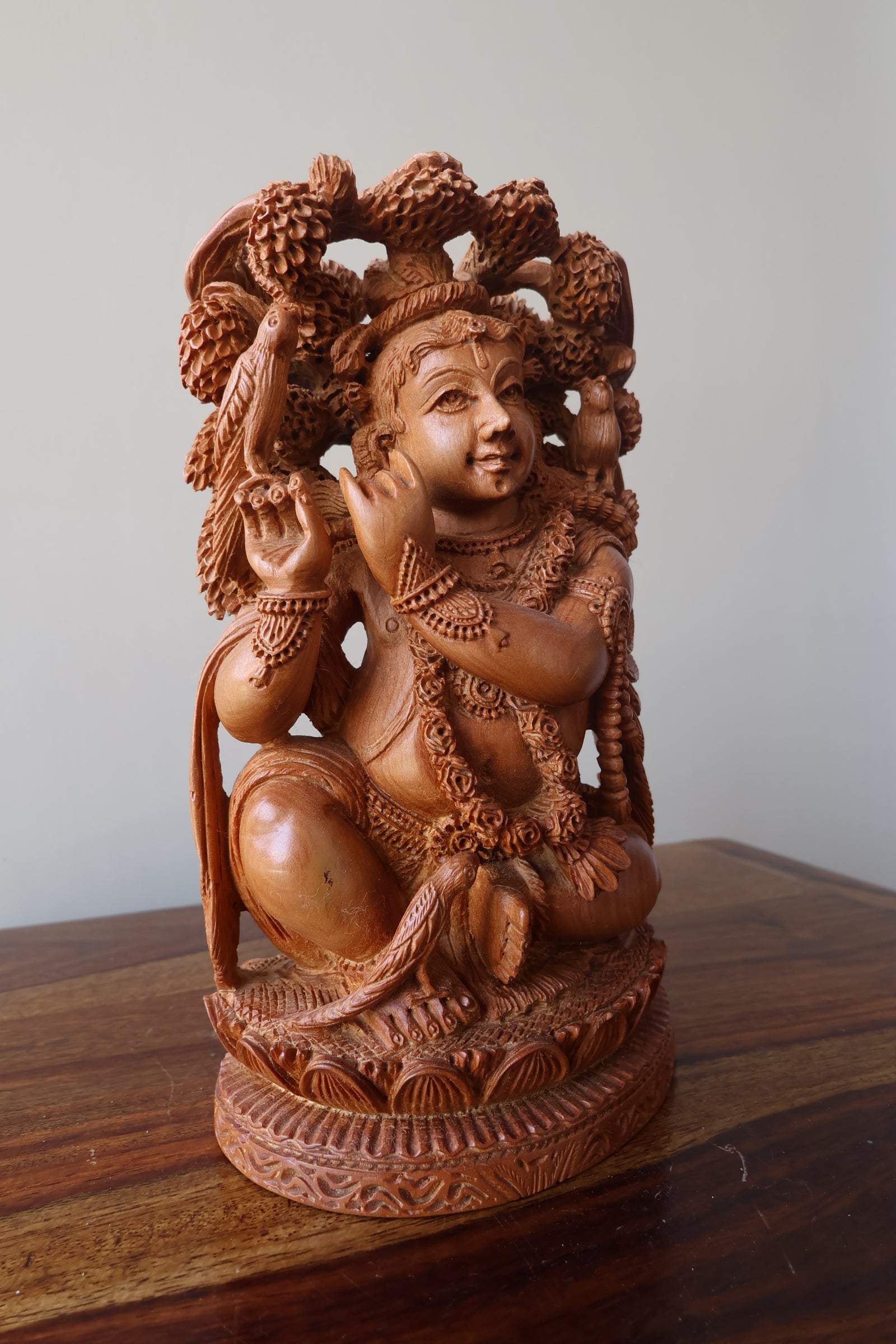 Sandalwood Carved Small Krishna Miniature idol - Malji Arts