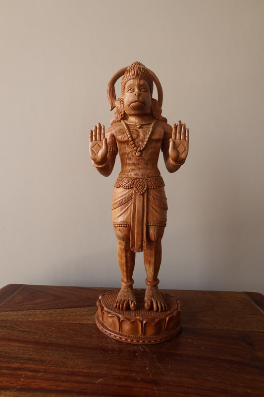 Sandalwood Fine Carved Lord Hanuman Blessing - Malji Arts