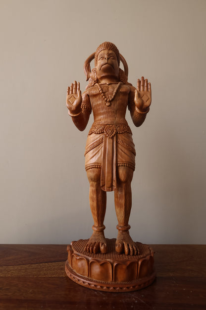 Sandalwood Fine Carved Lord Hanuman Blessing - Malji Arts