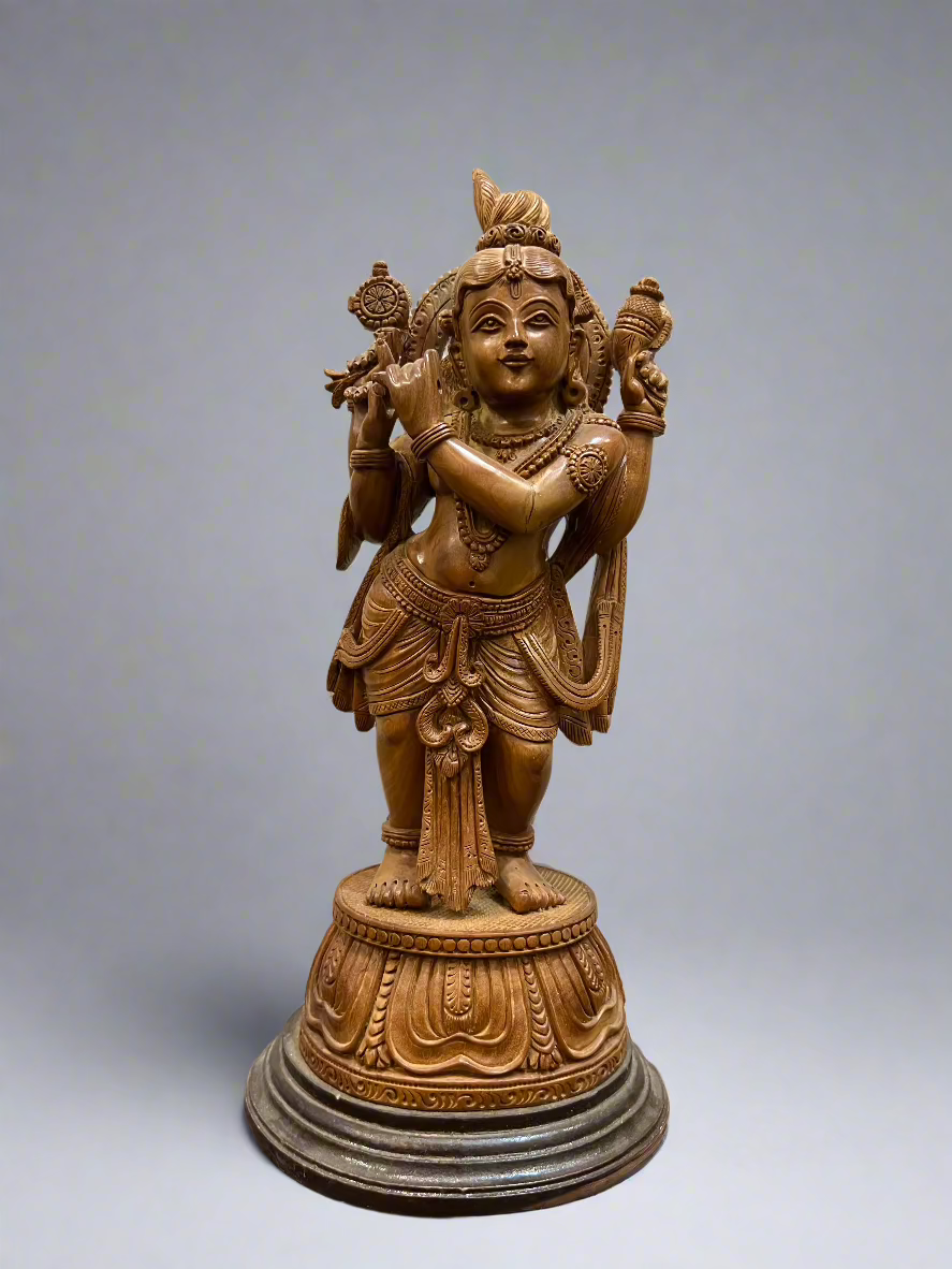 Sandalwood Krishna Playing Flute