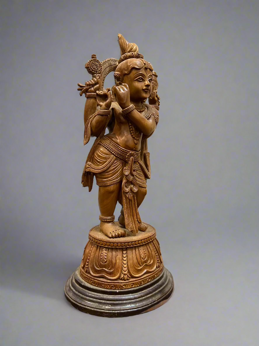 Sandalwood Krishna Playing Flute