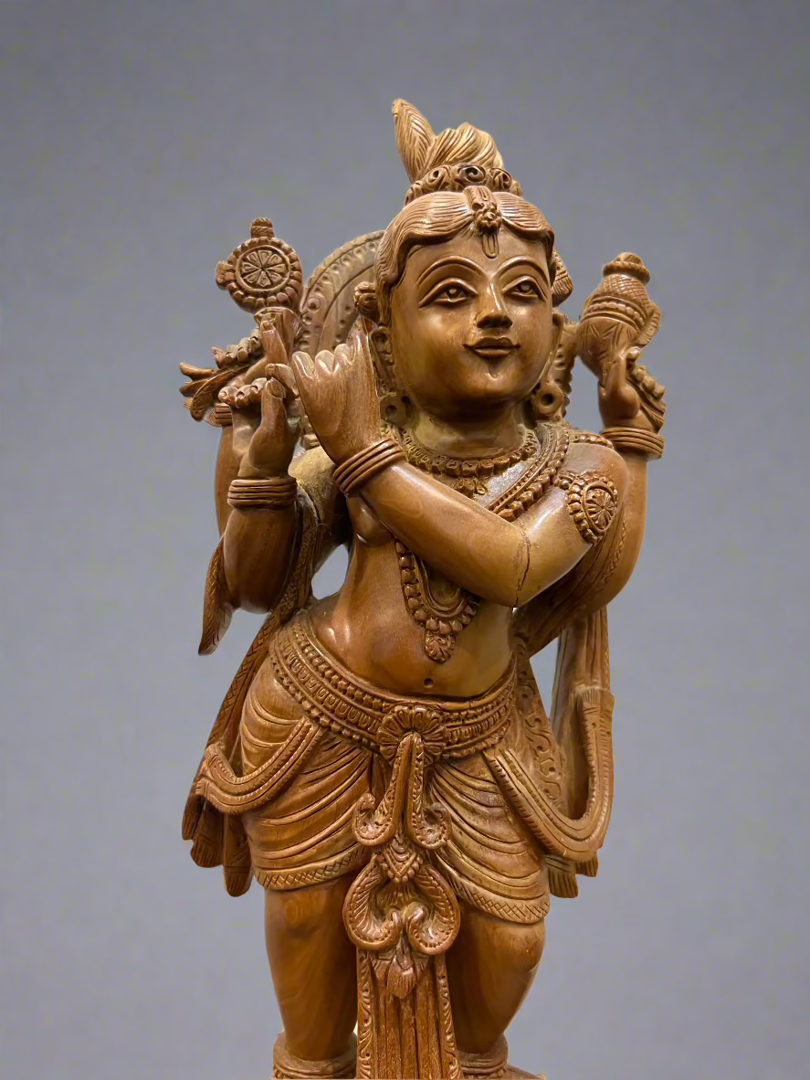 Sandalwood Krishna Playing Flute