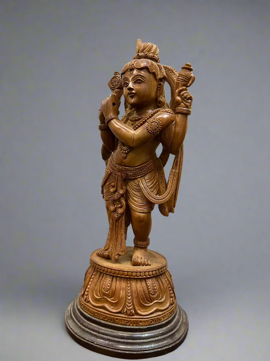Sandalwood Krishna Playing Flute