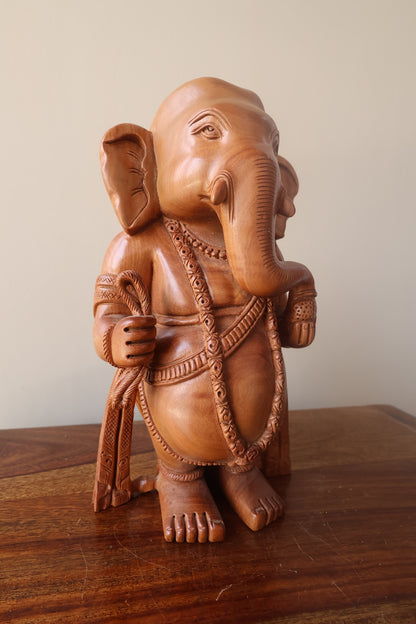 sandalwood Fine Hand Carved Baby Ganesha Statue - Malji Arts