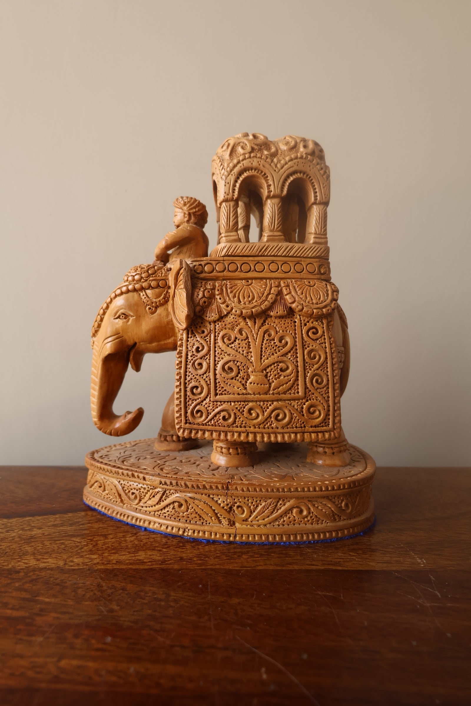 Vintage Sandalwood Royal Elephant Ambabari Statue - Malji Arts
