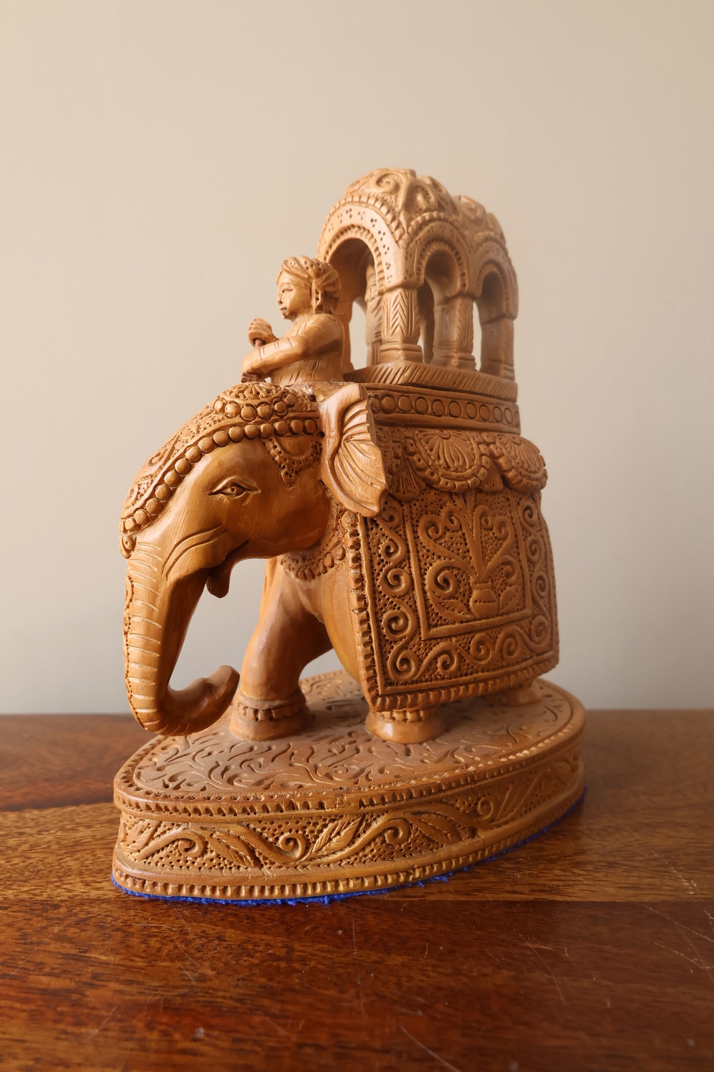 Vintage Sandalwood Royal Elephant Ambabari Statue - Malji Arts