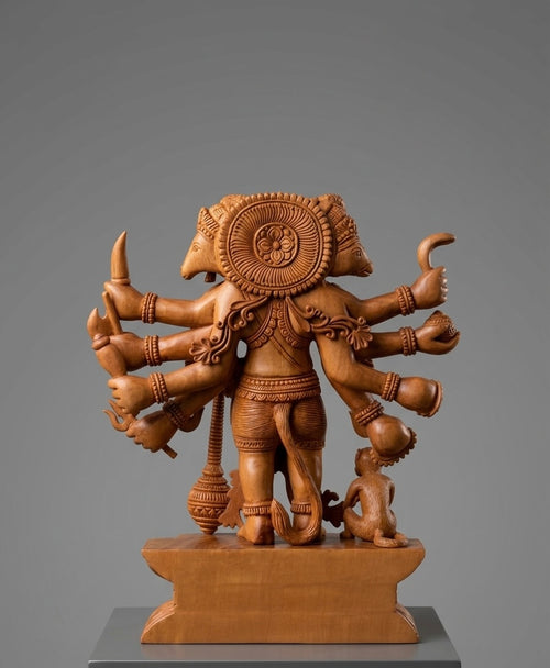 5 Mukhi Hanuman Ji – Sandalwood Carving (8 Inches)