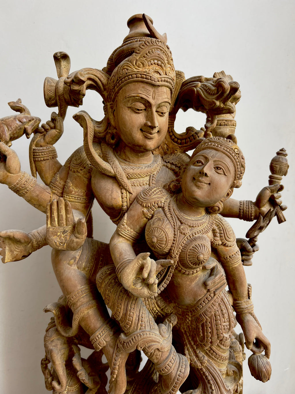 Sandalwood Shiva and Parvati in Cosmic Dance