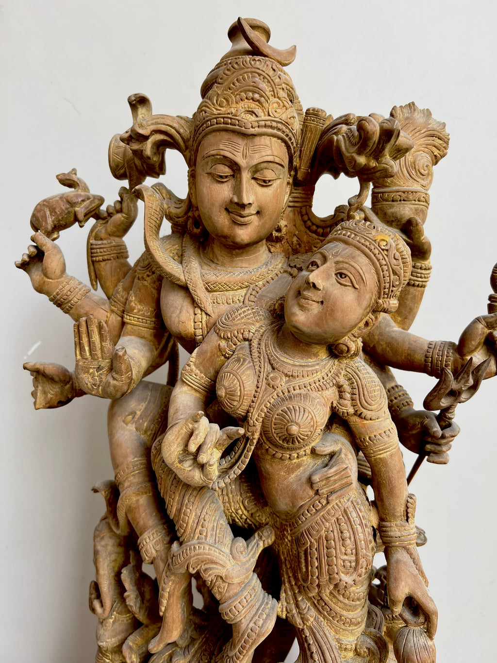 Sandalwood Shiva and Parvati in Cosmic Dance