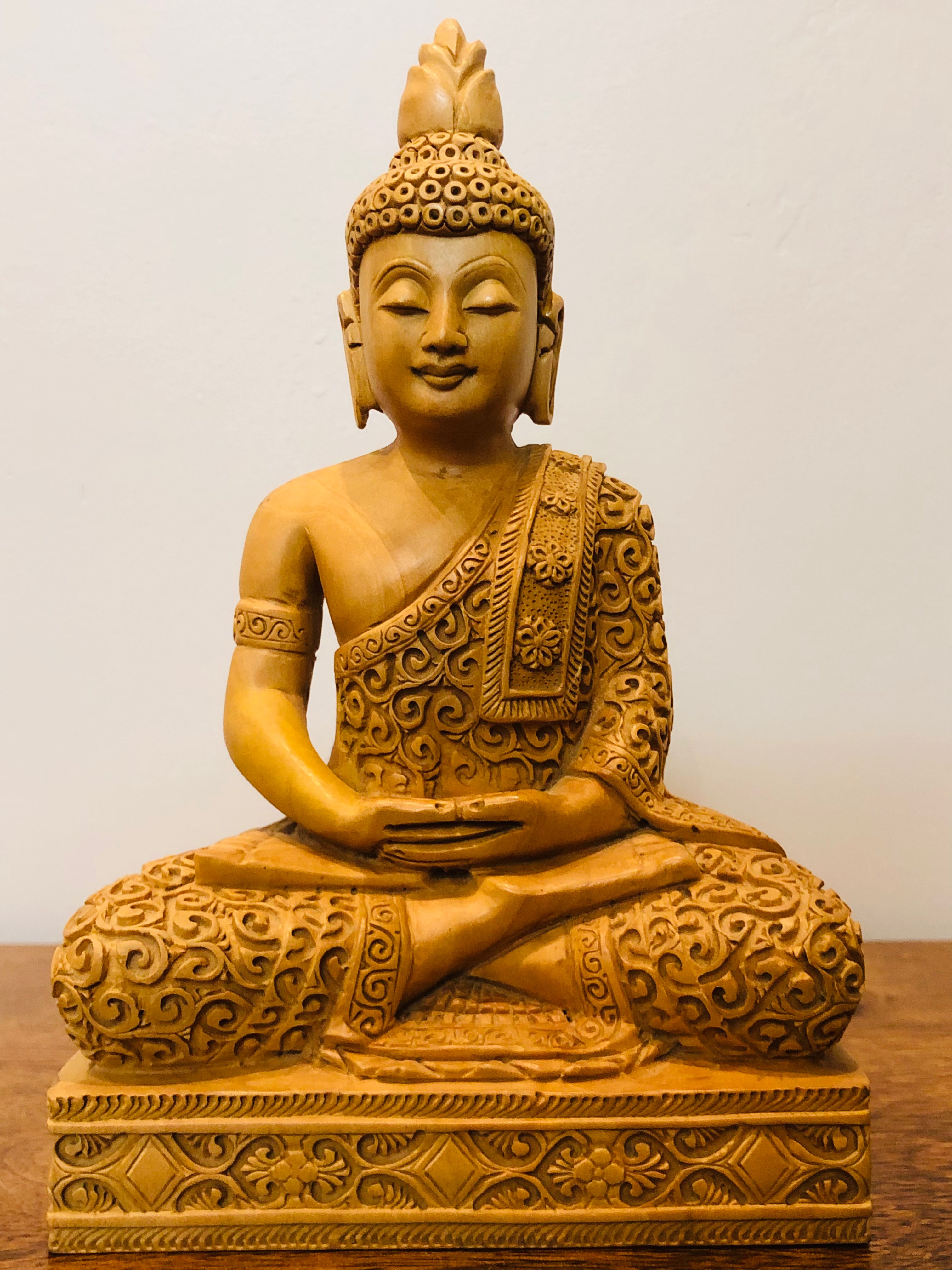 Wooden Beautifully Hand Carved Buddha Meditation