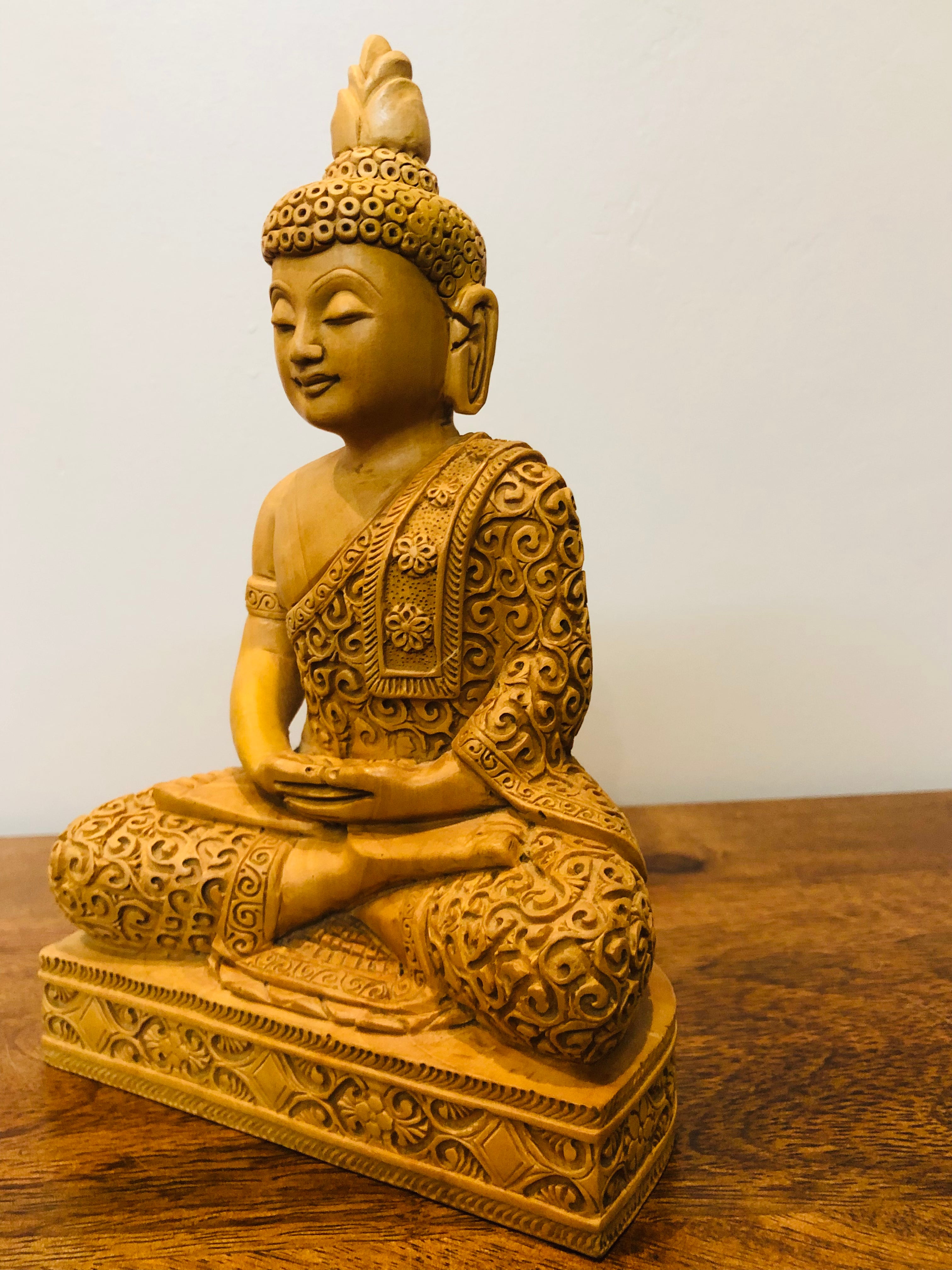 Wooden Beautifully Hand Carved Buddha Meditation