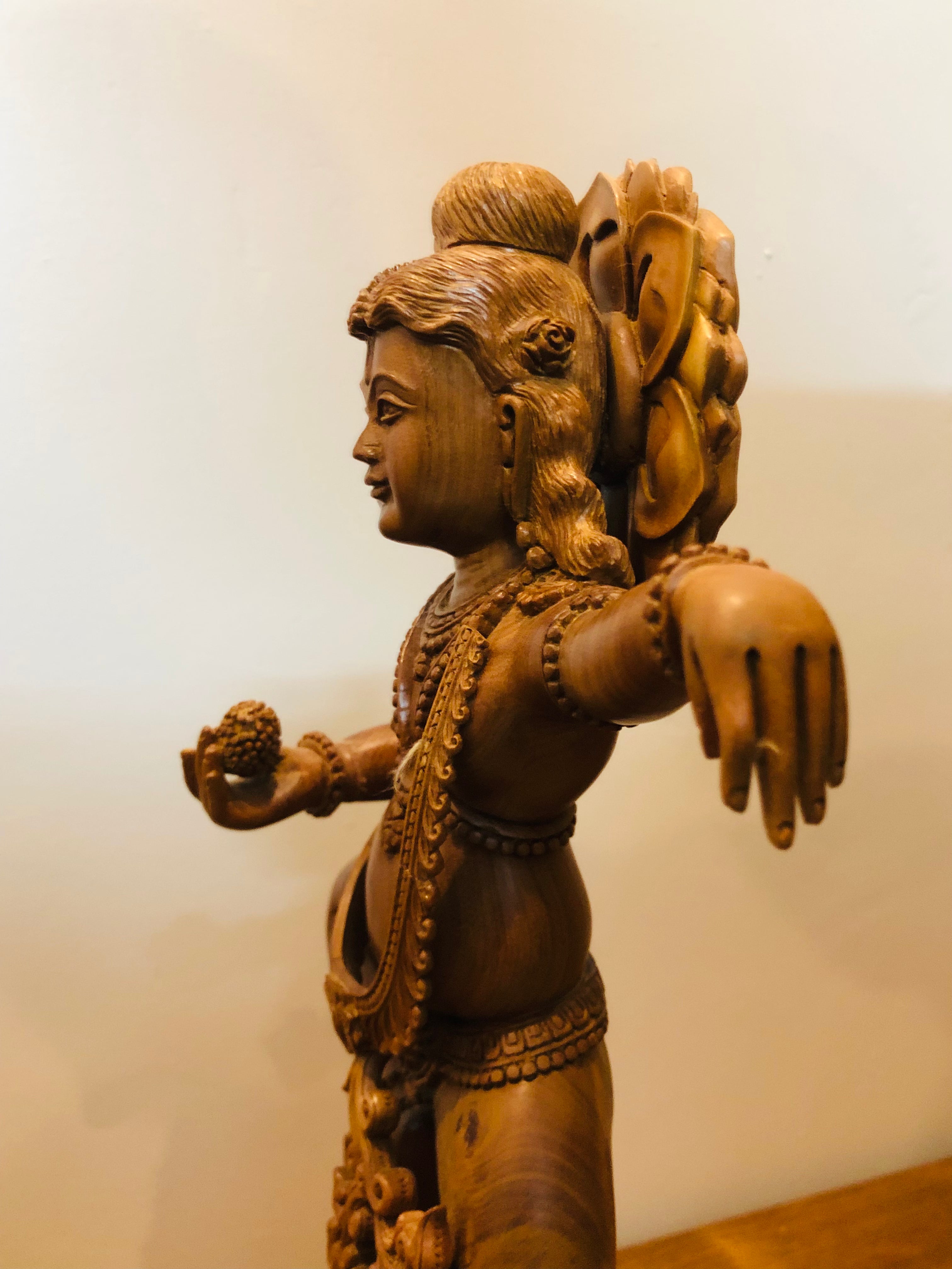 Sandalwood Hand Carved Dancing Krishna