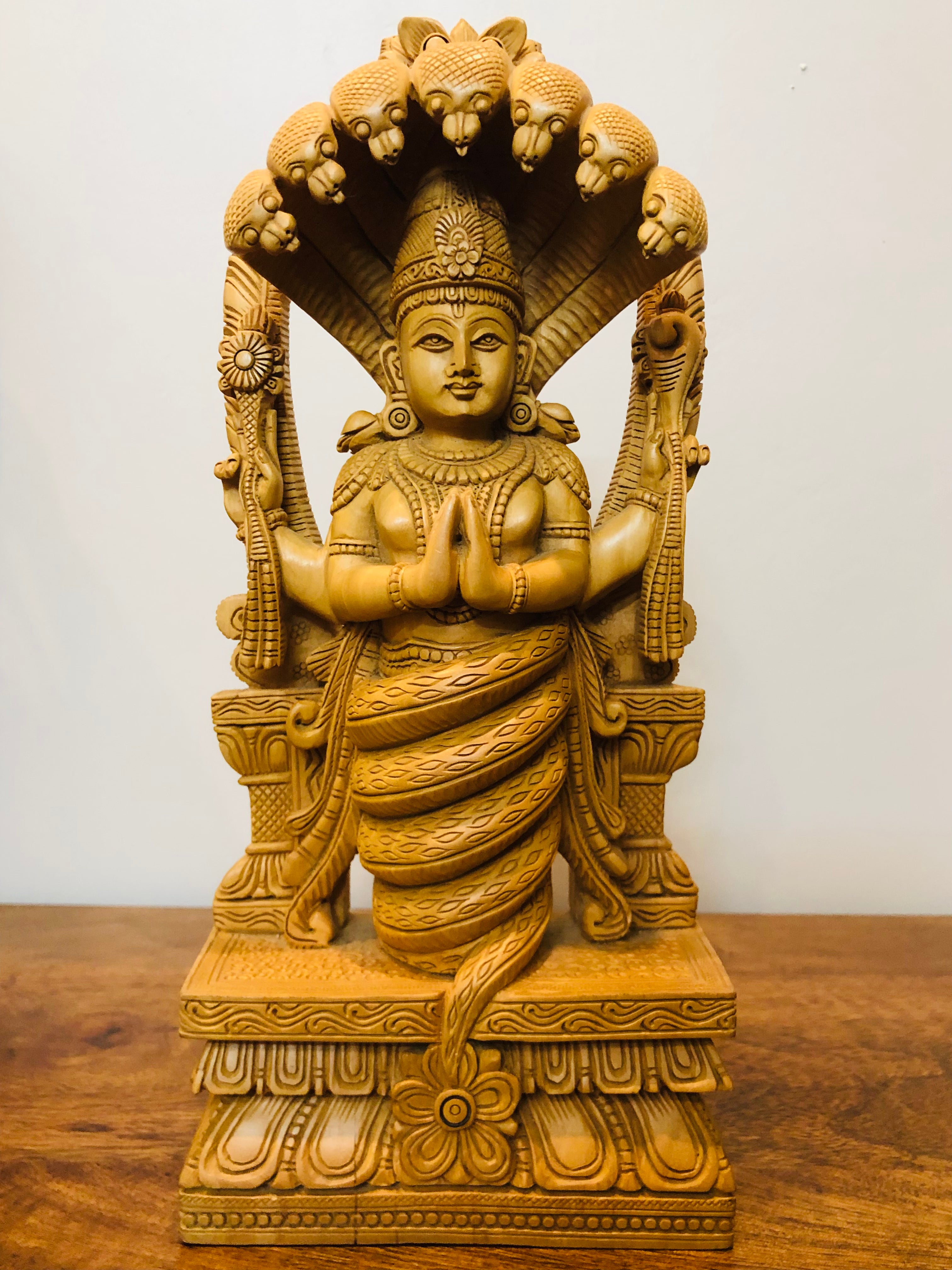 Wooden Hand Carved Fine Patanjali Statue