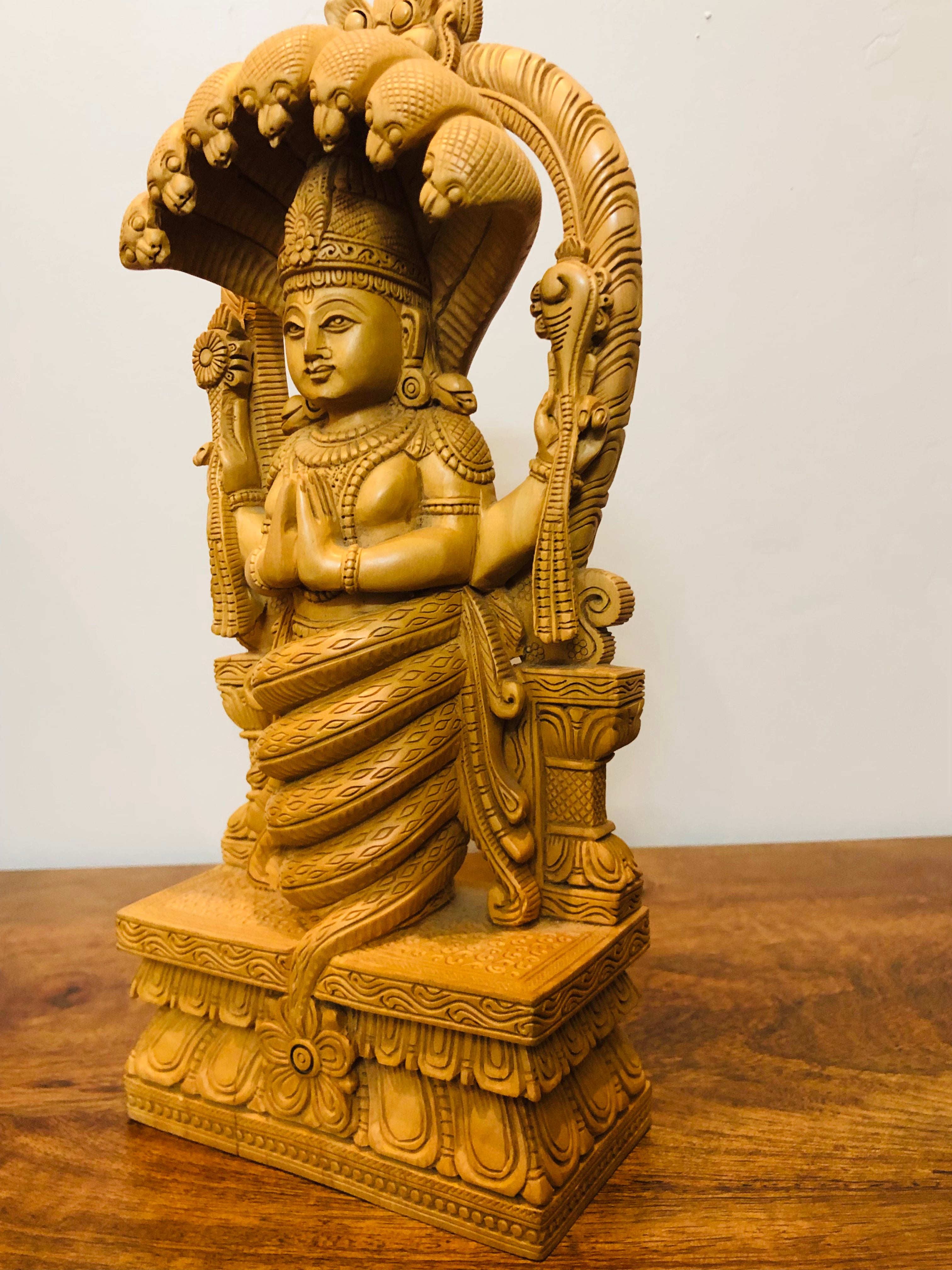 Wooden Hand Carved Fine Patanjali Statue