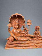 Sandalwood Carving Lord Vishnu reclining on Shesh Naag