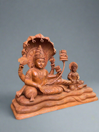Sandalwood Carving Lord Vishnu reclining on Shesh Naag