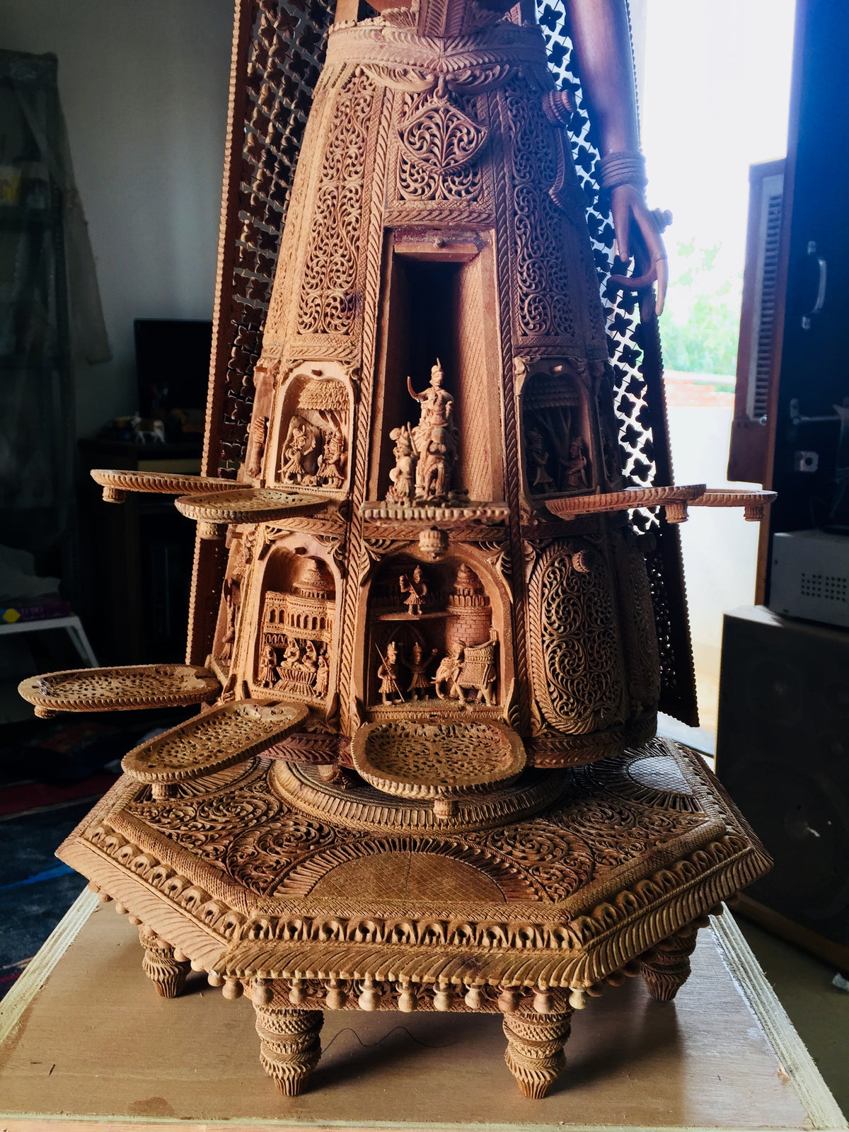 Sandalwood fine Carved Art Piece Rajasthani Lady
