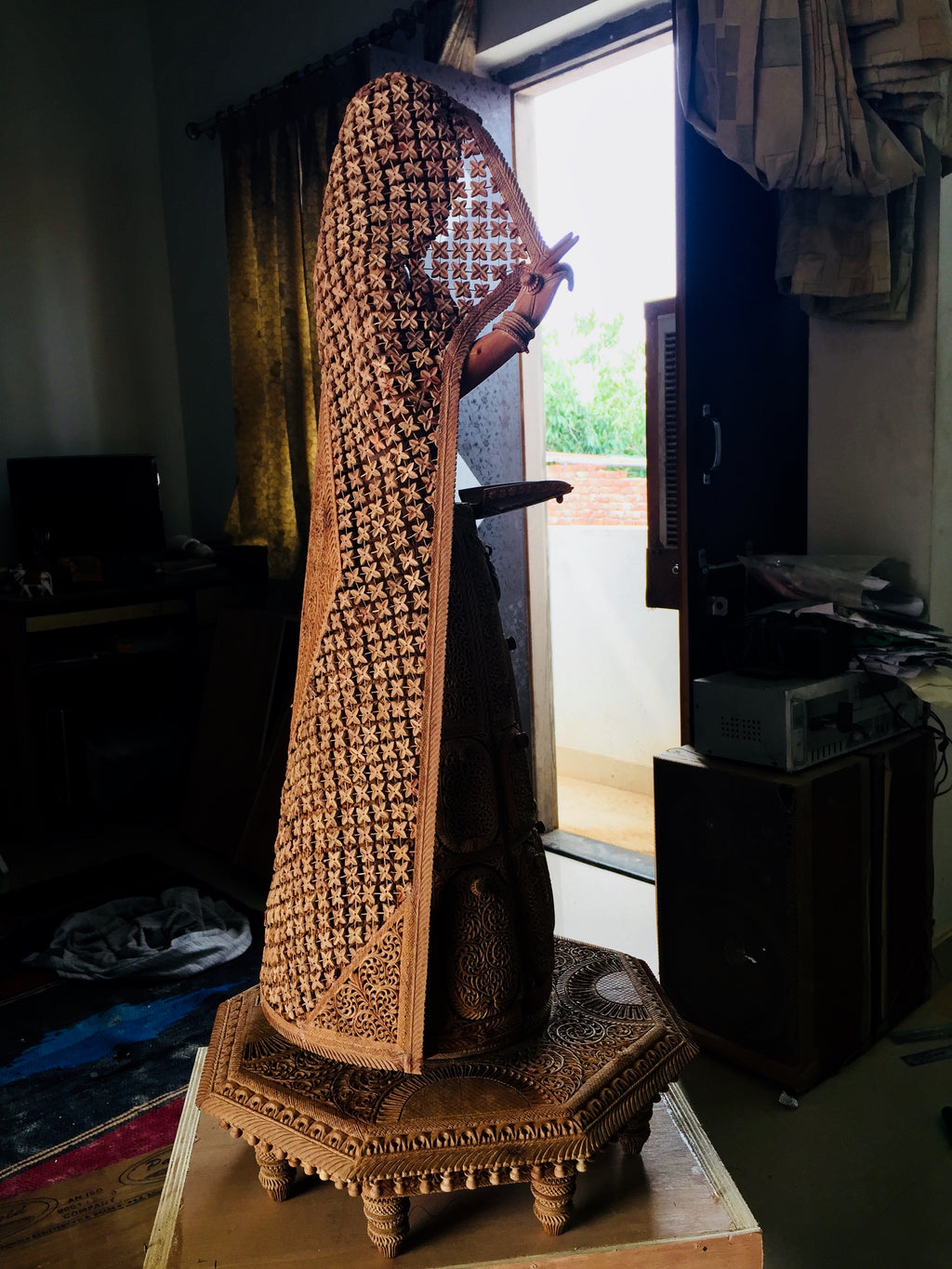 Sandalwood fine Carved Art Piece Rajasthani Lady
