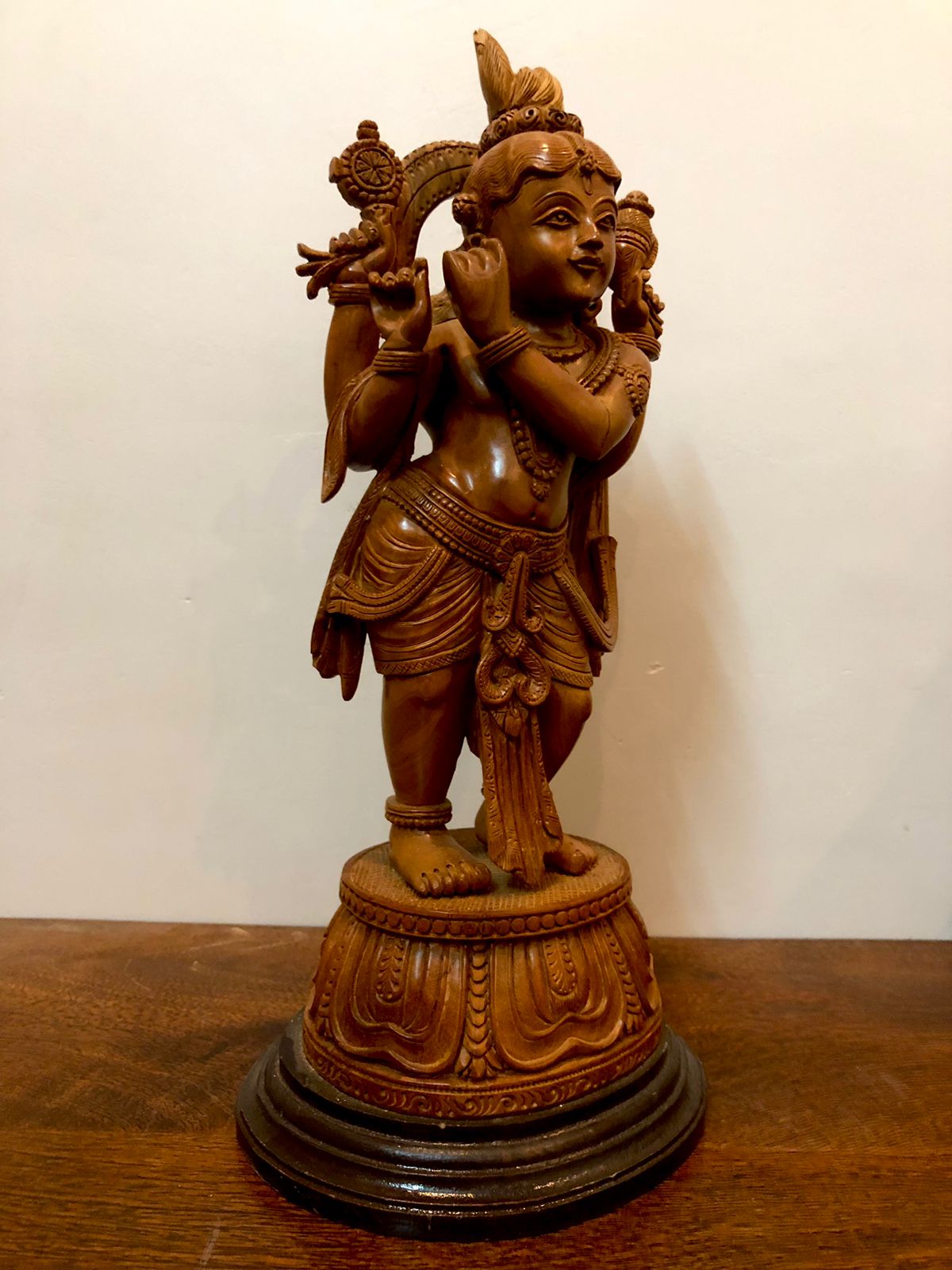 Sandalwood Krishna Standing 4 Hands Rare Piece
