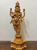 Wooden Fine Carved goddess laxmi