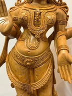Wooden Fine Carved goddess laxmi