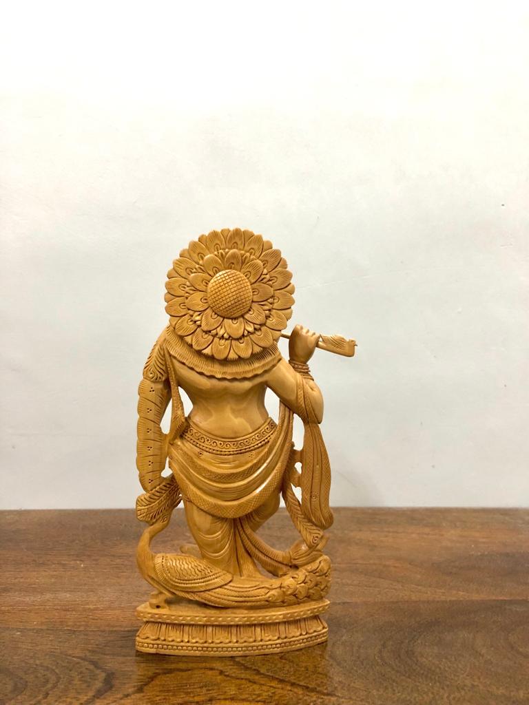 Wooden Hand Carved Krishna Statue