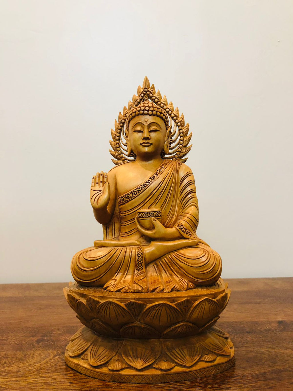 Wooden Hand Carved Meditation Buddha Statue