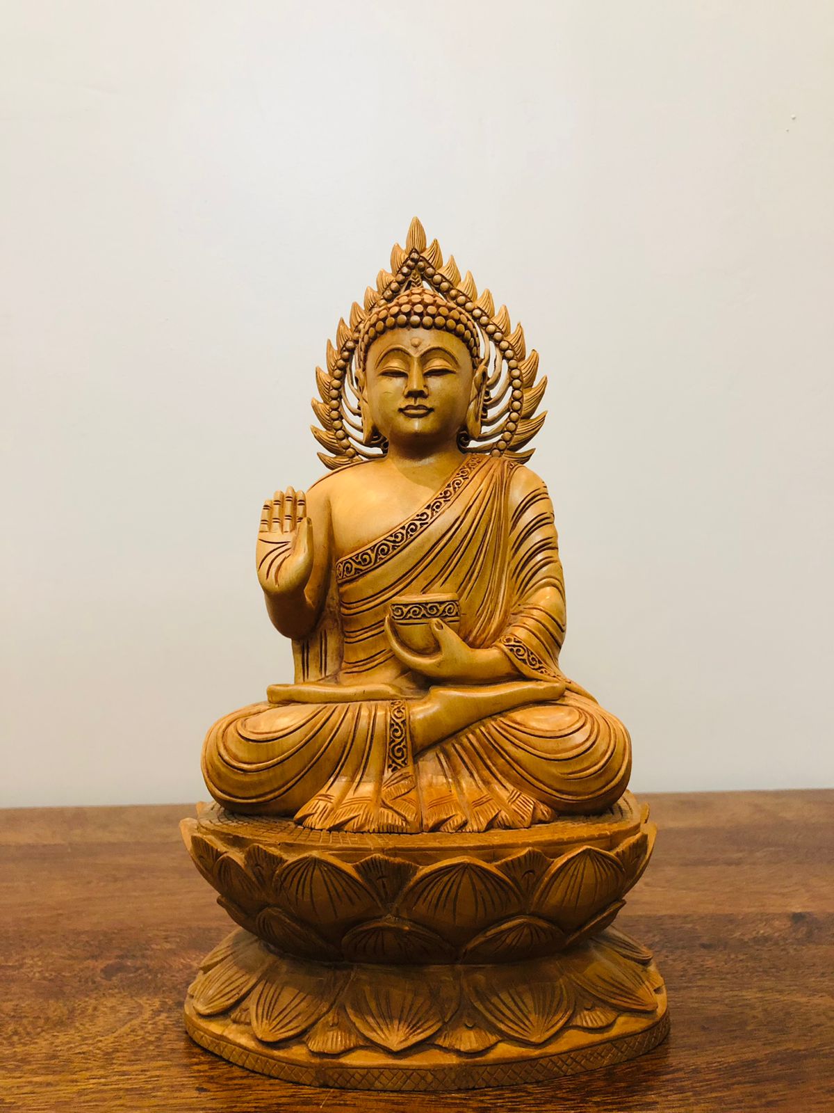 Wooden Hand Carved Meditation Buddha Statue