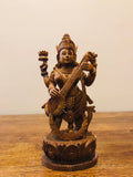 sandalwood Special Carved Sitting Goddess Saraswati Statue